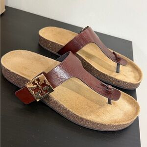 Tory Burch Rich Brown Leather Sandals